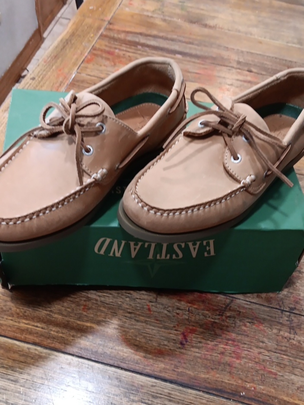 Eastland Men’s Light Tan Leather Boat Moccasins